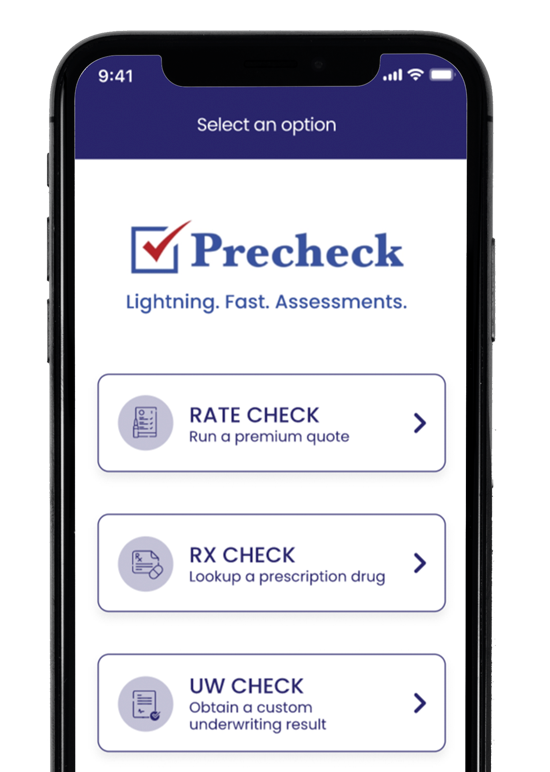Precheck application on a mobile device